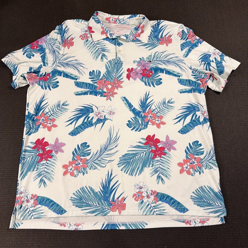 Vineyard Vines Polo Shirt Men's XXL On The Go Sankaty Performance‎ Floral